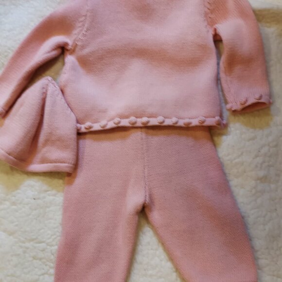Piper & Posey Baby Girl 3 Piece Pink Cotton Knit Set - Picture 3 of 4